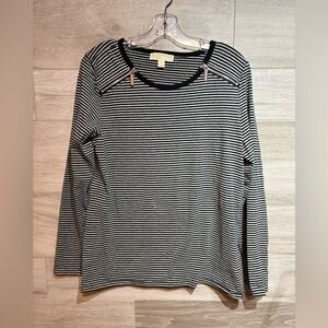 3/$30 Michael Kors Nautical Striped Zip Shoulders Top size large